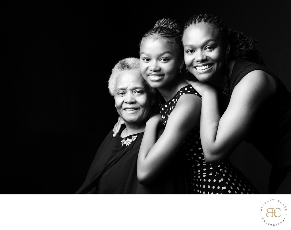 Three generations in black and white