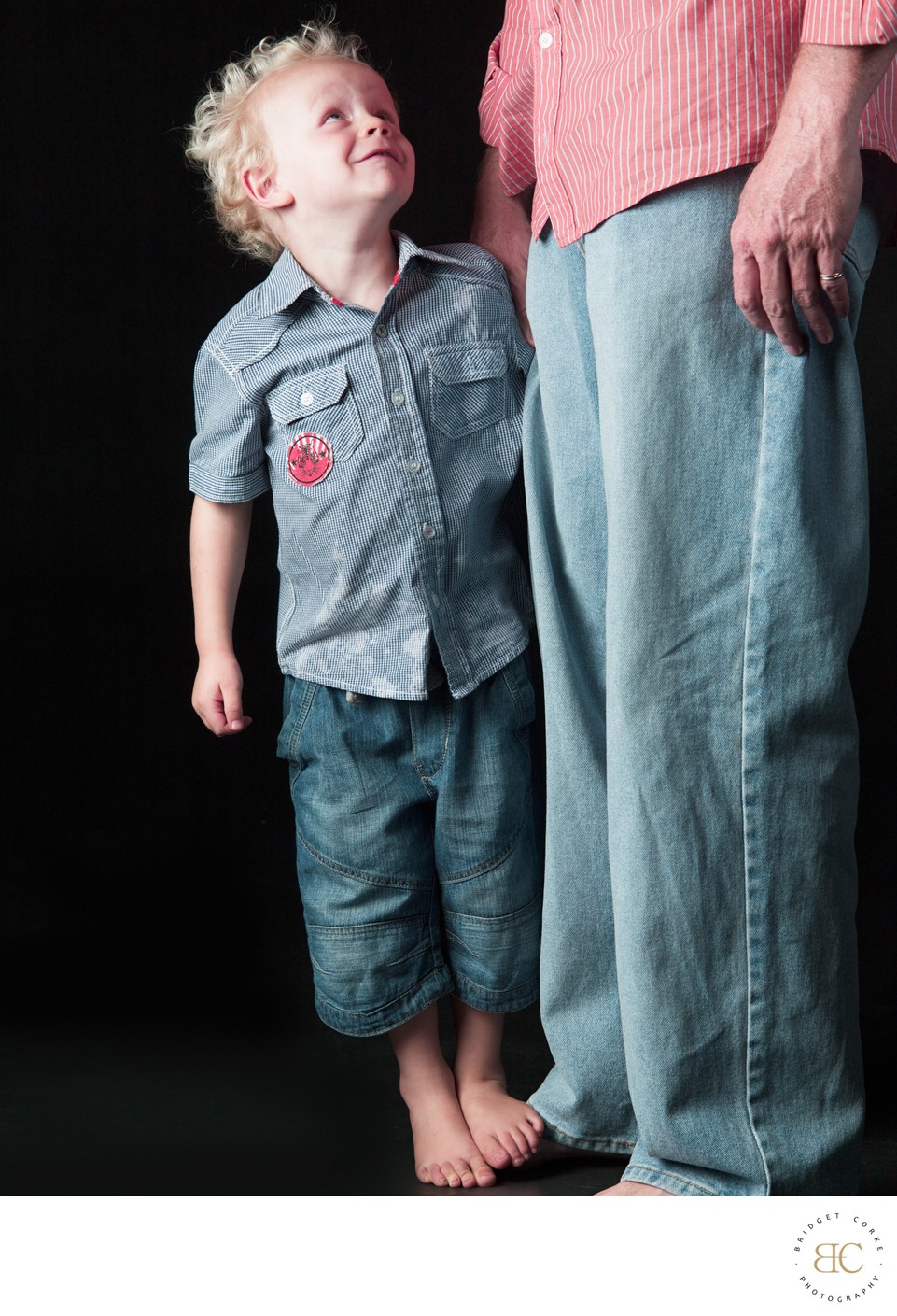 Boy Standing Dads Toes