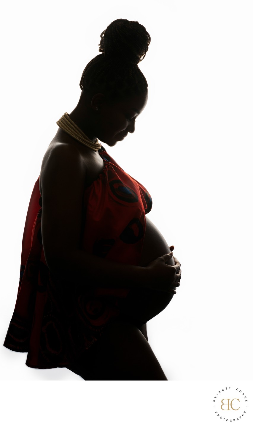 Elegant Maternity Silhouette with African Print