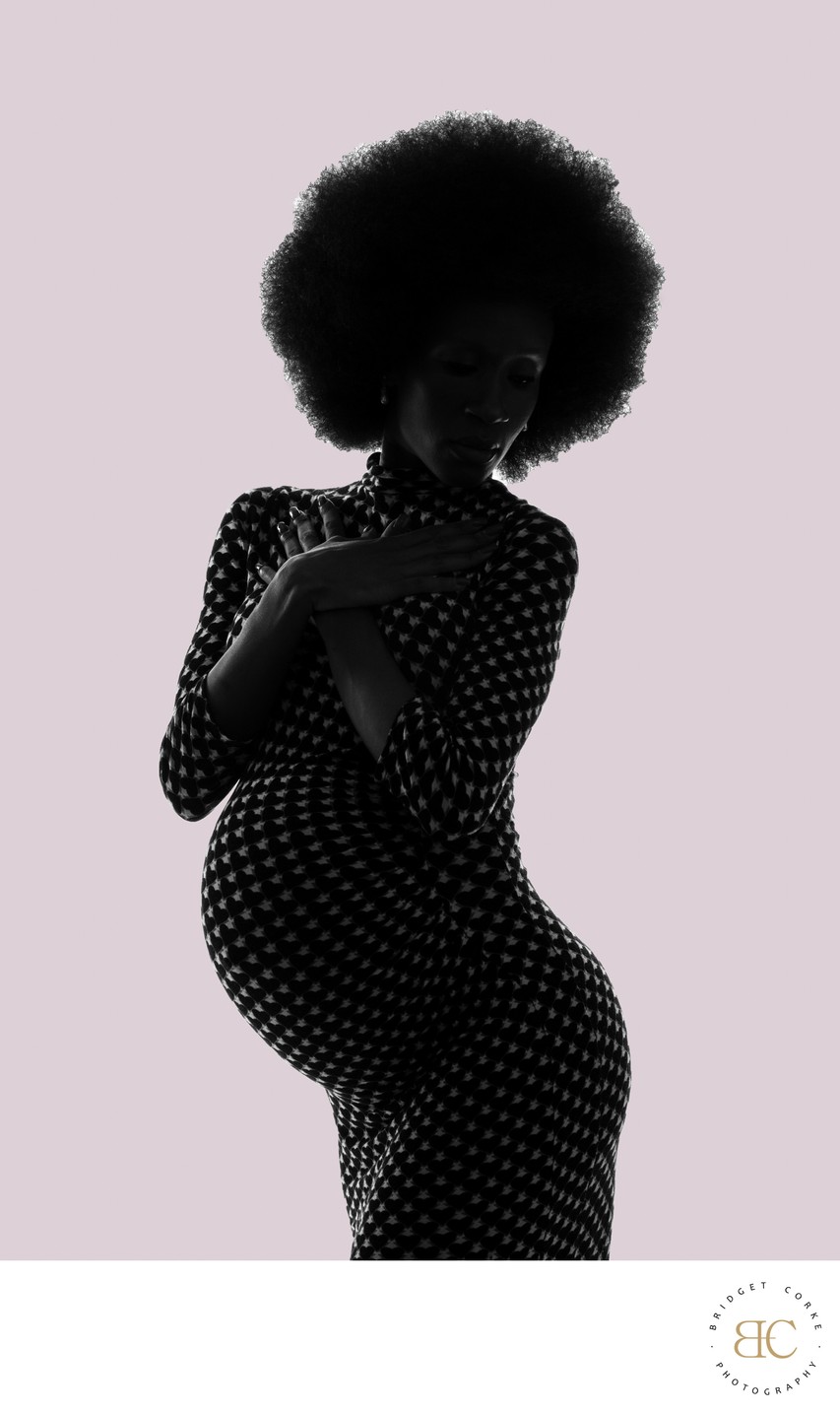 Silhouette Maternity Portrait in a Patterned Dress