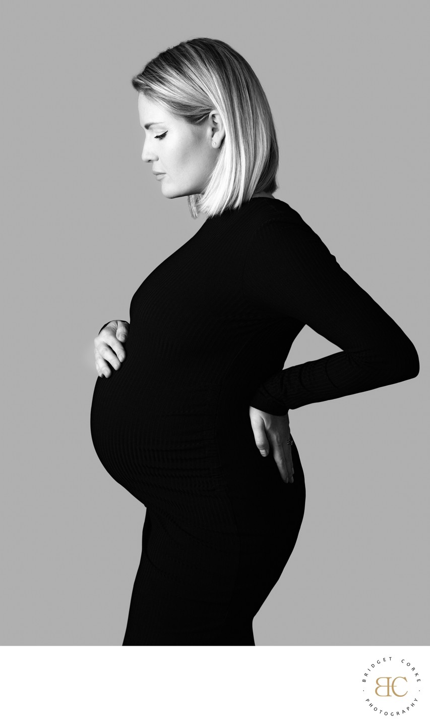 Classic Black-and-White Maternity Portrait