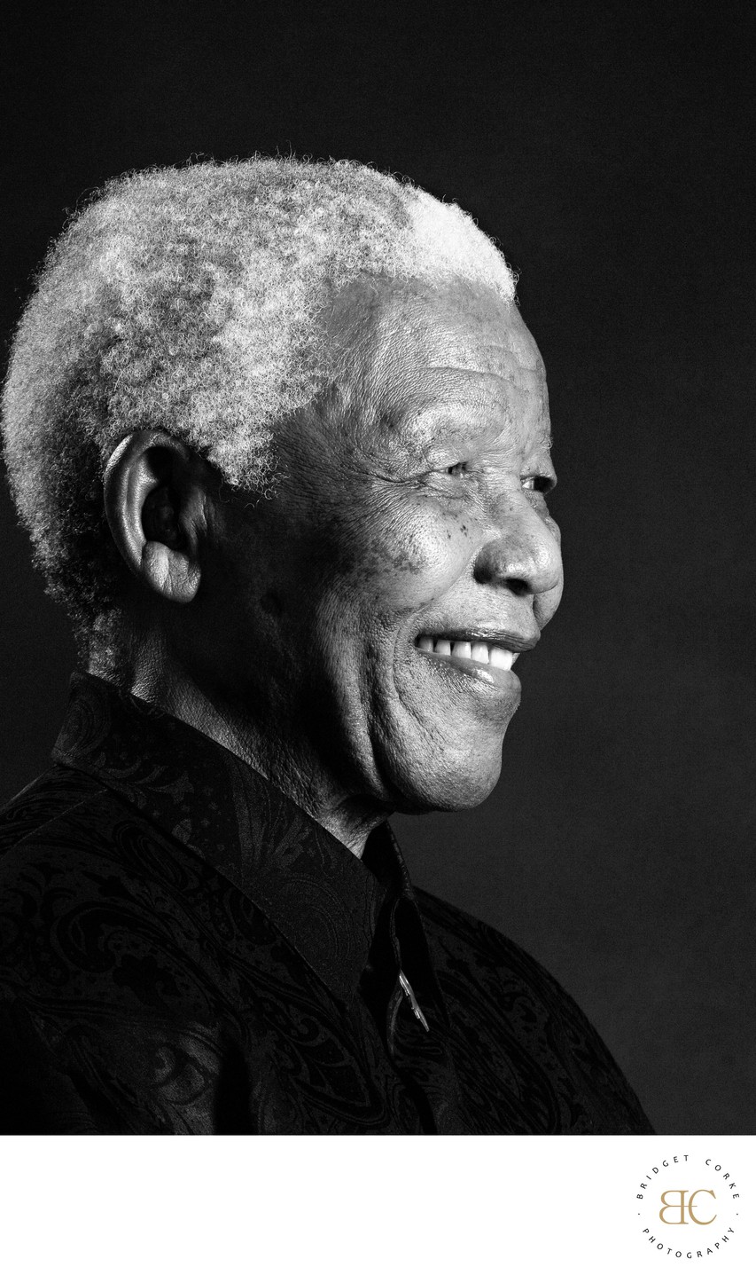 Dignified Black-and-White Portrait Nelson Mandela