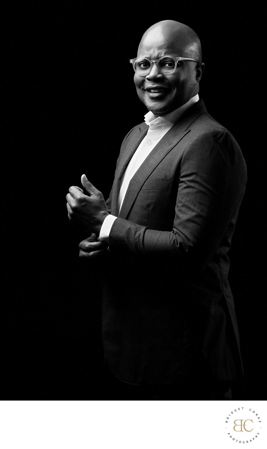 Black-and-White Portrait of Business Executive