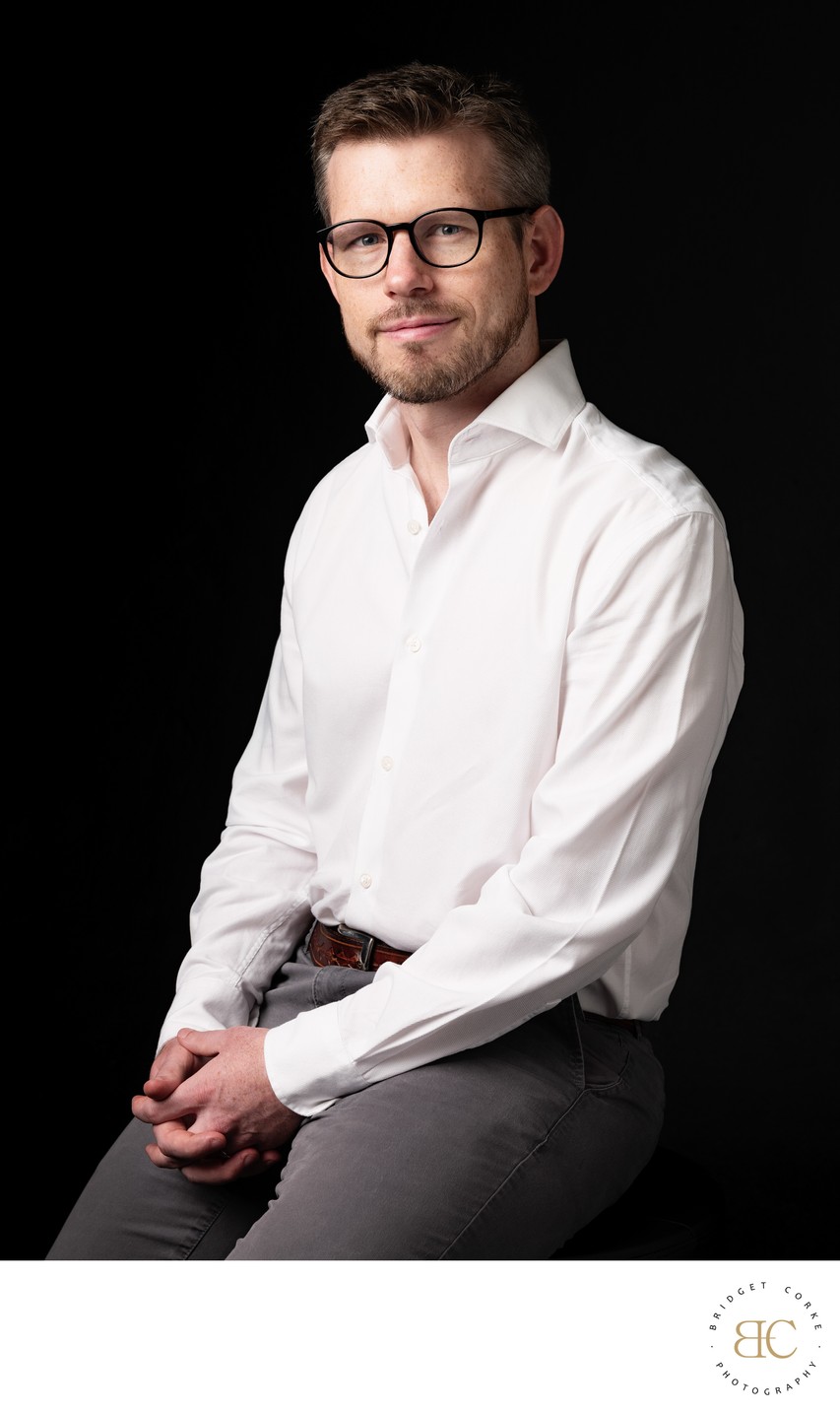 Professional Portrait of a Man in an Open White Shirt