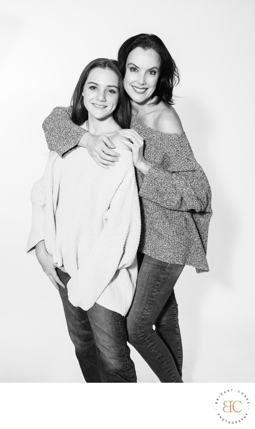 Casual Mother and Daughter Studio Portrait