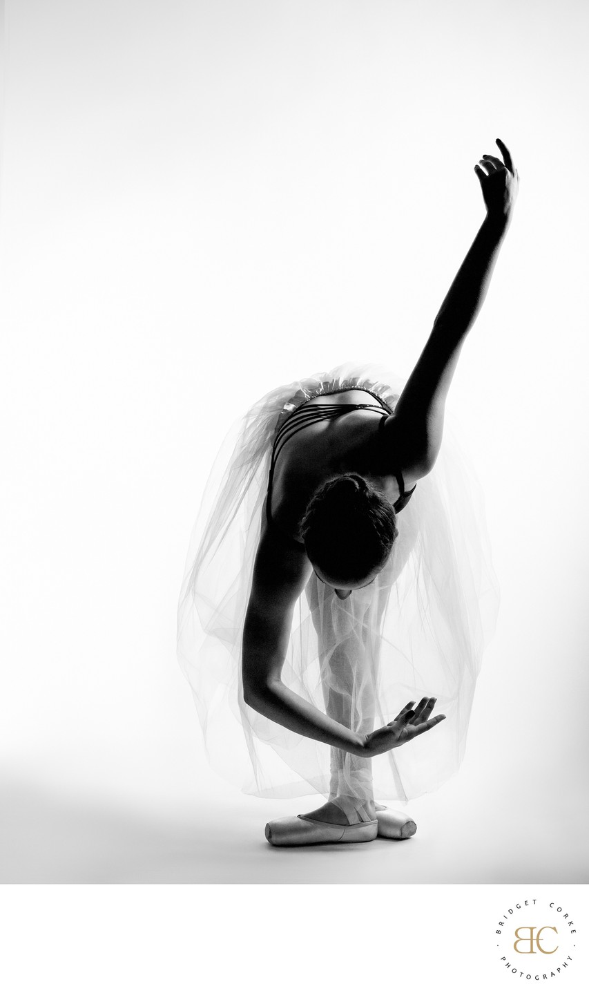 Graceful Ballet Pose: Award-Winner in Black and White