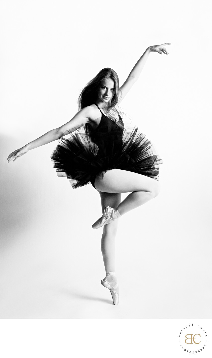 Award-Winning Ballerina in Motion Wearing Black Tulle