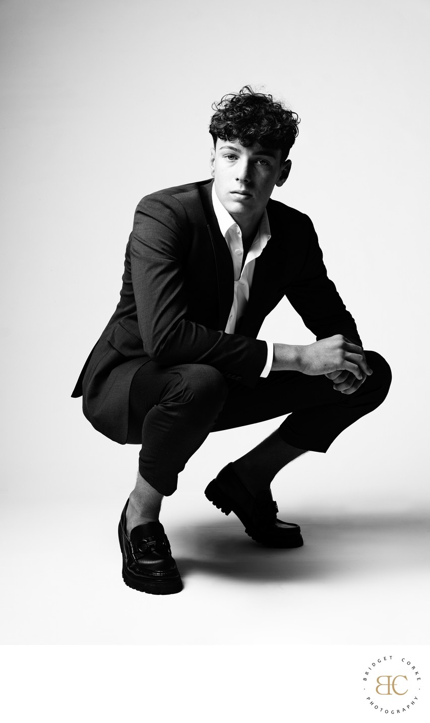 Modern Suit Style in High-Contrast Portrait