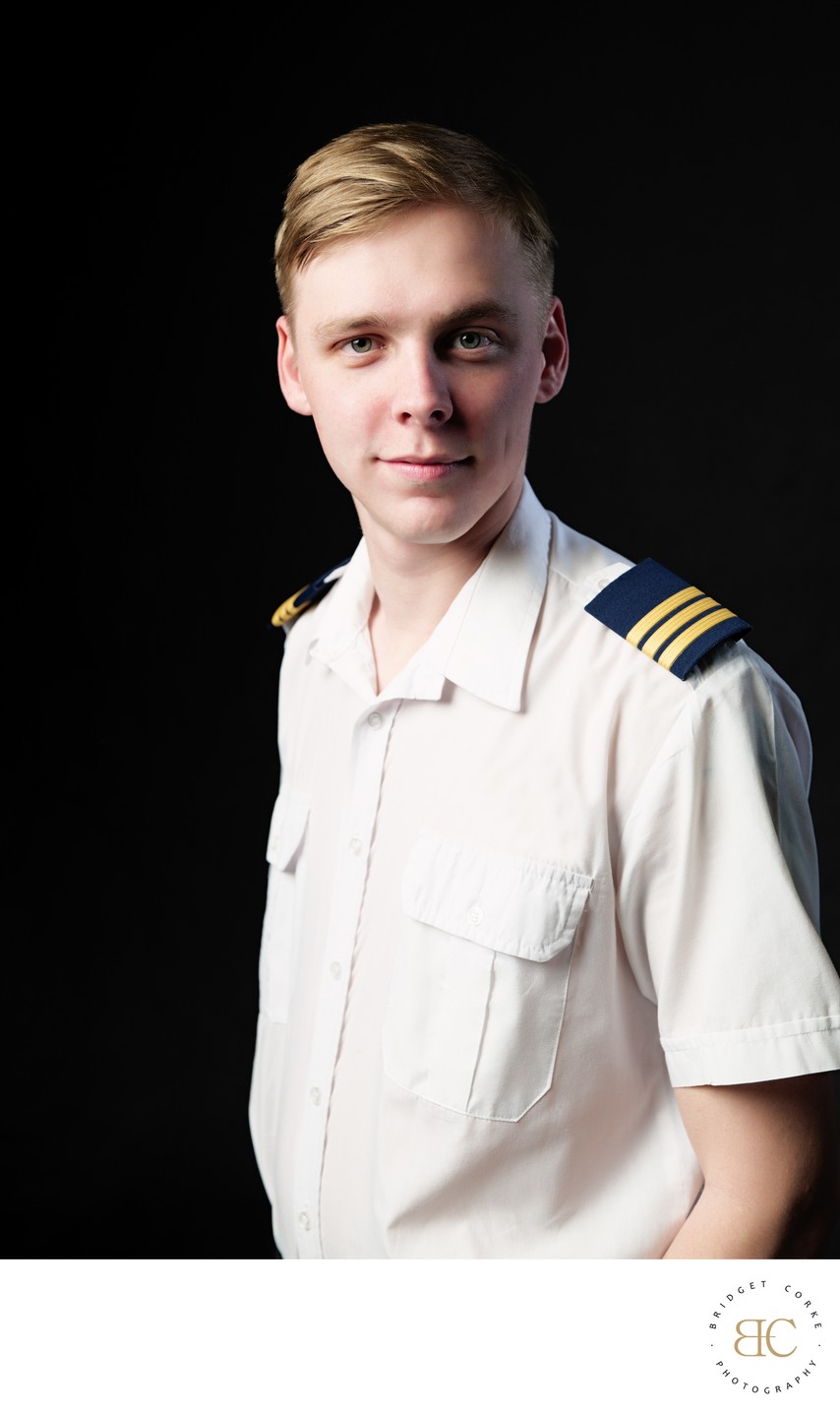 Aspiring Pilot in Crisp Uniform Portrait