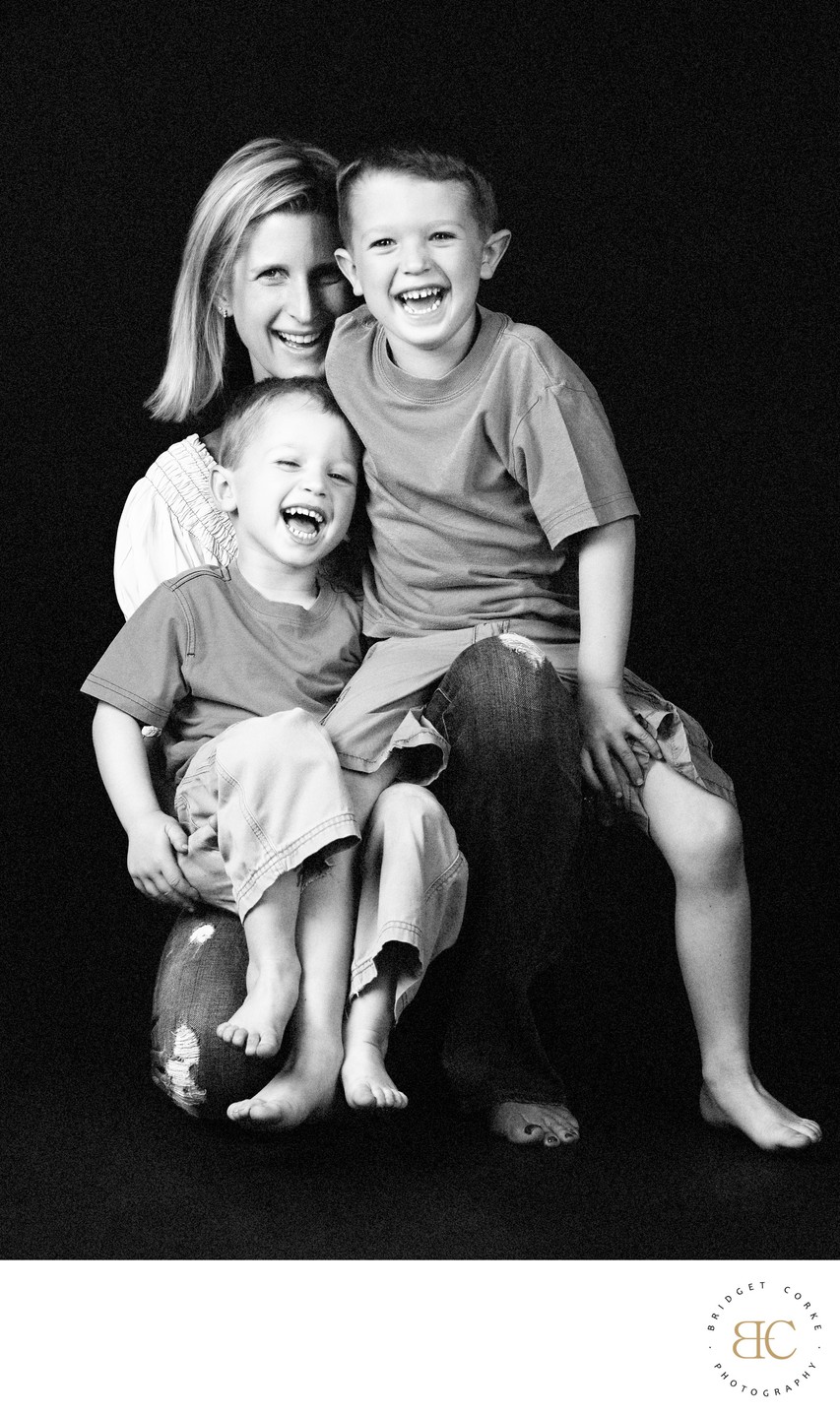 Laughing Mum with Two Young Sons