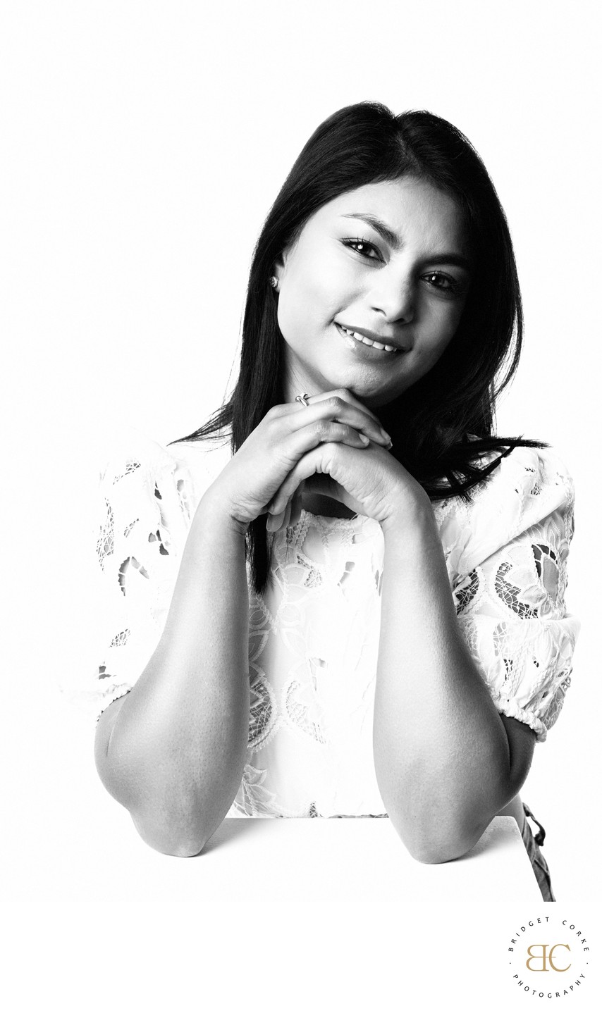 Elegant Black-and-White Portrait in Lace