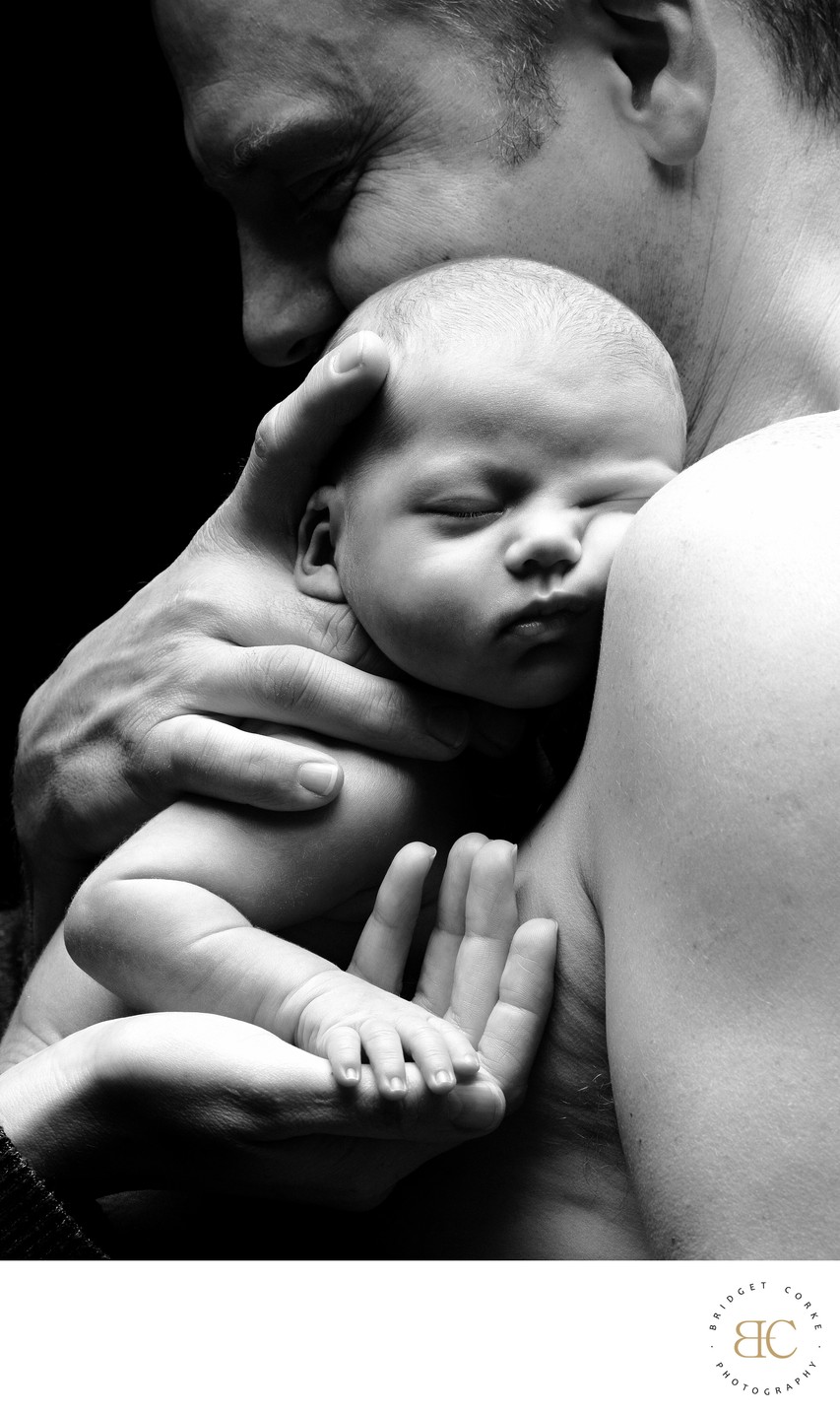 Father and Sleeping Baby Portrait