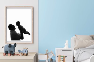 Framed Silhoutte Print Blue Baby Bedroom
