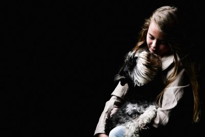 Girl & Schnauzer Dog