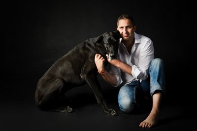 Black Great Dane With Man