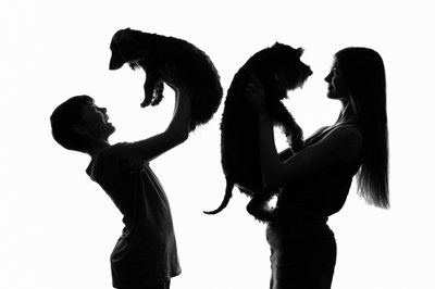 Children With Dogs Silhouette