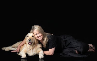 Golden Retriever & Woman Lying