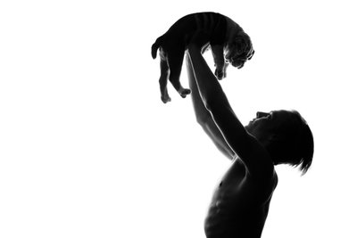 Bulldog Puppy and Teen Silhouette