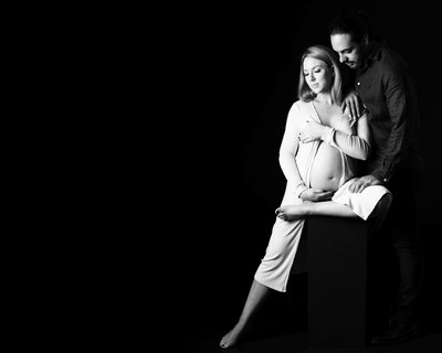 Artistic Family Maternity Portrait in Studio