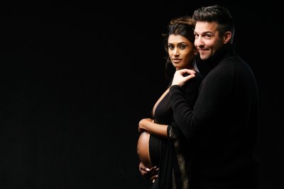 Elegant Couple Maternity Portrait in Studio