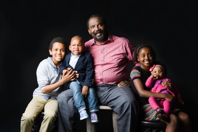 Vibrant Family Portrait with Father and Children