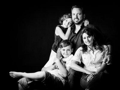 Cherished Family Moment in Monochrome