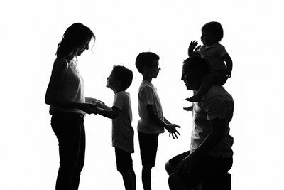 Silhouette of Family Interaction