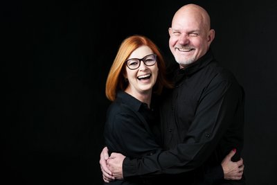 Joyful Embrace of a Mature Couple