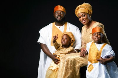 Vibrant Family Portrait in Traditional Attire