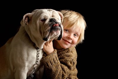 Joyful Moments with Boy and Bulldog - Family Portrait