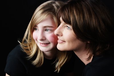 Radiant Mother and Daughter Studio Portrait