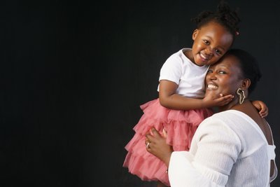 Colourful Mother and Daughter Studio Portrait