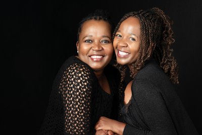  Joyful Mother and Daughter Studio Portrait