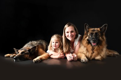 Heartwarming Family Portrait with German Shepherds