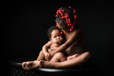 Tender Sibling Embrace: Award-Winning Cultural Portrait