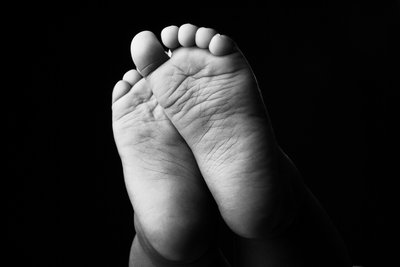 Tiny Baby Feet in Fine Art Black and White