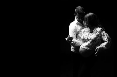 Romantic Maternity Couple Portrait in Studio