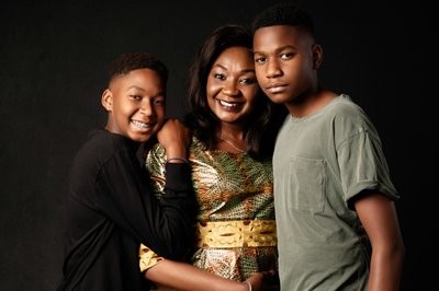Elegant Mum with Her Two Teen Sons