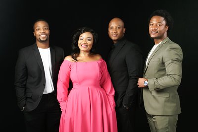 Elegant Mum with Three Handsome Sons