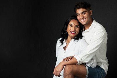 Mother and Grown Son Studio Portrait