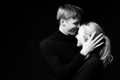 Mother and son portrait in quiet recognition
