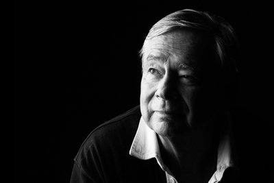 Black and white portrait study of an older man