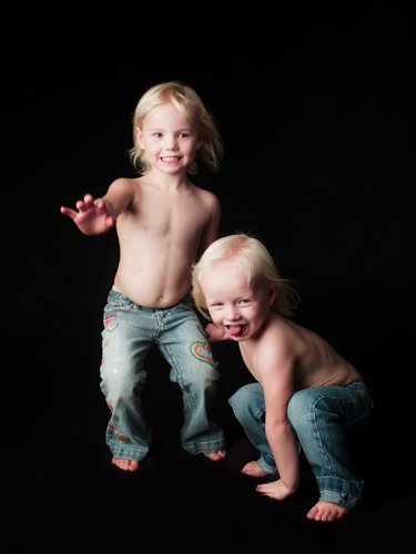 Laughing Topless Little Girls Jeans