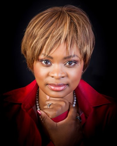 Elegant Professional Headshot in Bold Red