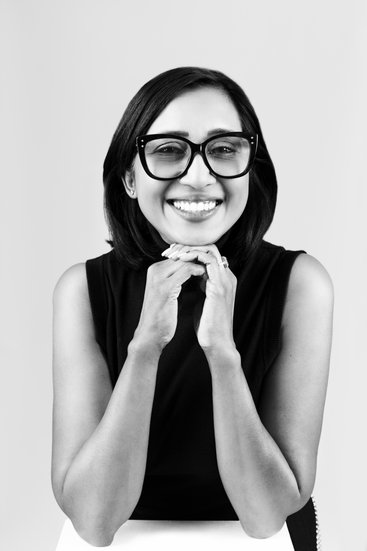 Bright and Confident Black-and-White Headshot