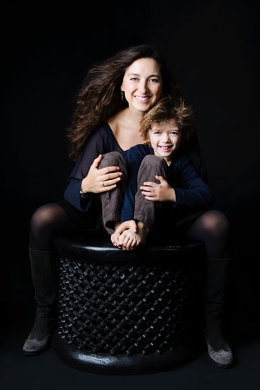 Mother and Son Joyful Studio Portrait