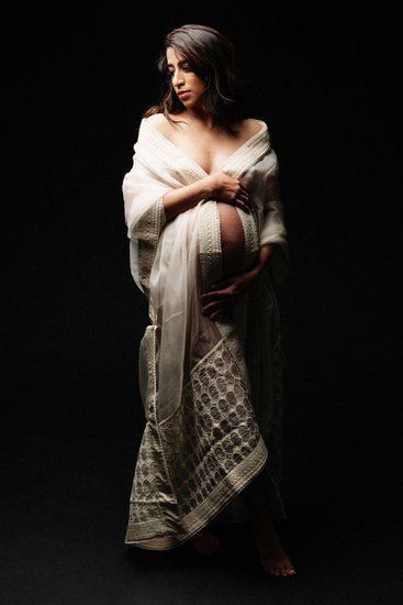 Maternity Portrait in Embroidered Sheer Robe
