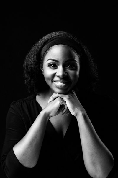 Striking Black and White Portrait Radiant Smile