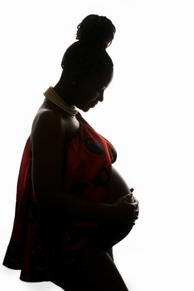 Elegant Maternity Silhouette with African Print