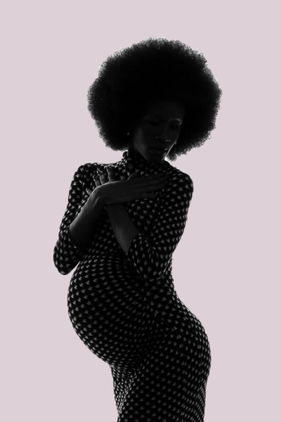 Silhouette Maternity Portrait in a Patterned Dress